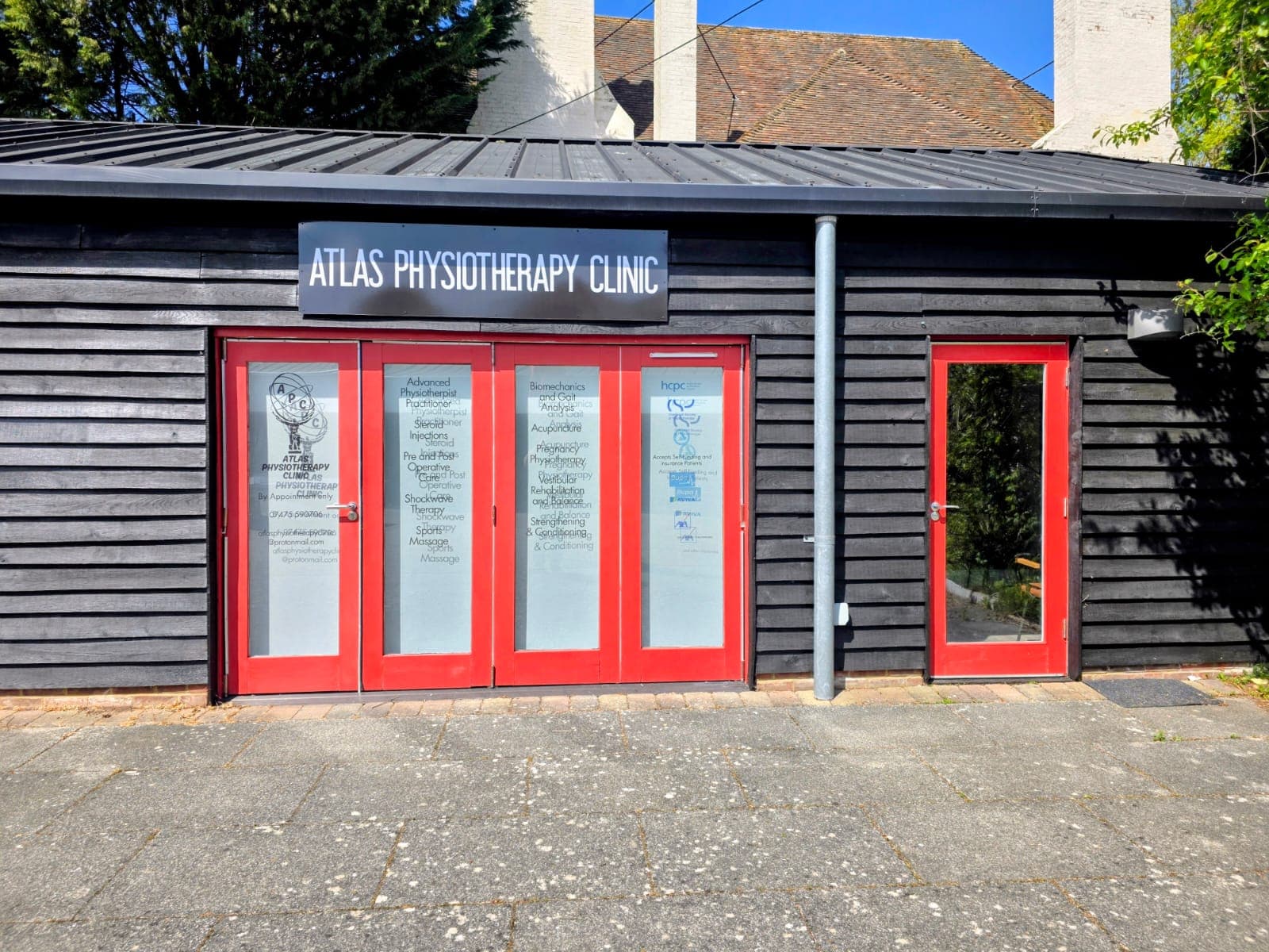 Atlas Physiotherapy Clinic exterior at Brogdale Farm, Faversham